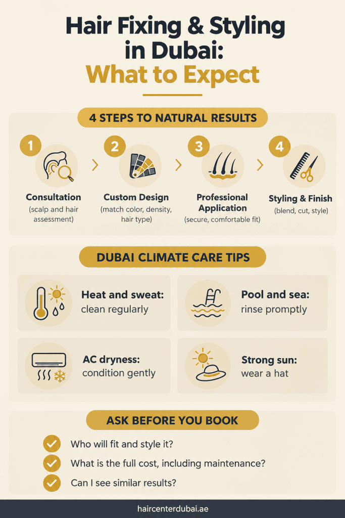 professional hair fixing and styling in dubai